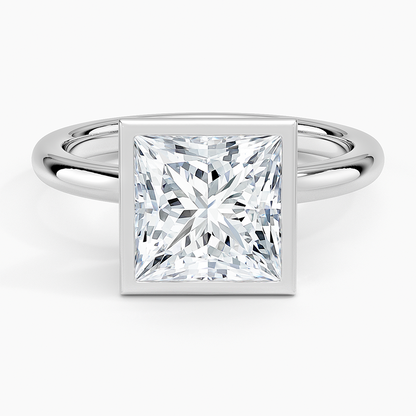 2 1/2CT Princess Lab Grown Diamond Gold Bezel Solitaire Ring