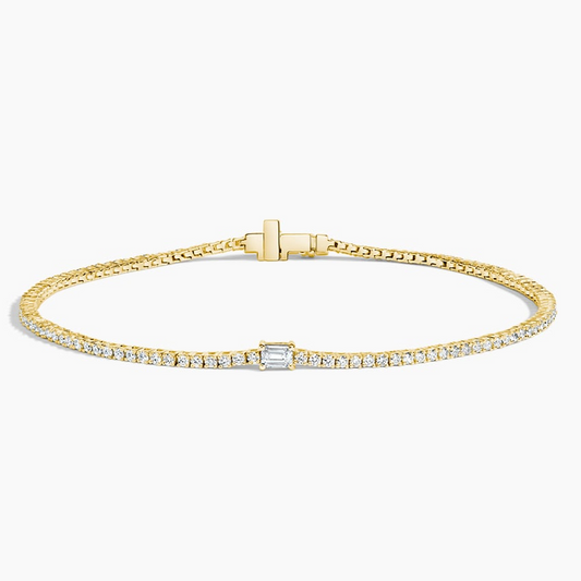 1.25CTW 7 inch Emerald Cut Lab Grown Diamond Tennis Bracelet