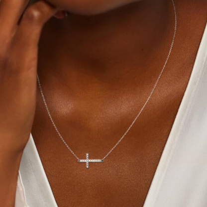 1/6 CTW Lab Grown Diamond Sideways Cross Pendant