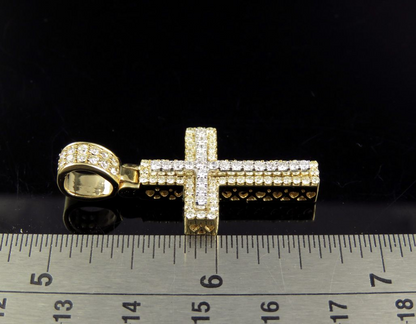 Two Tone 10K Gold Lab Grown Diamond Cross Pendant