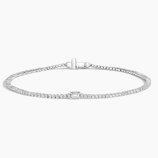 1.25CTW 7 inch Emerald Cut Lab Grown Diamond Tennis Bracelet