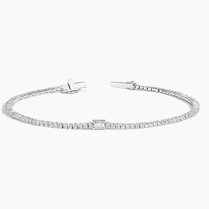 1.25CTW 7 inch Emerald Cut Lab Grown Diamond Tennis Bracelet
