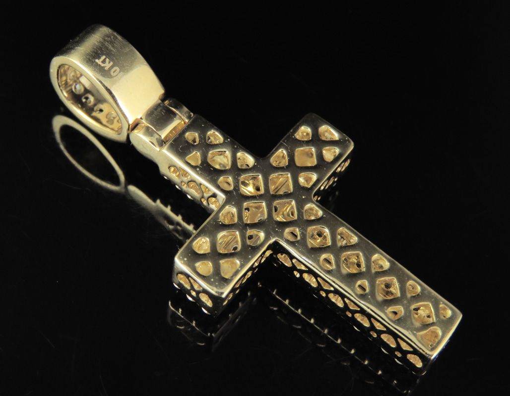 Two Tone 10K Gold Lab Grown Diamond Cross Pendant