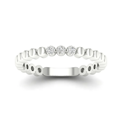 0.05Ctw Lab Grown Diamond Three Stone Bubble Stack Wedding Band