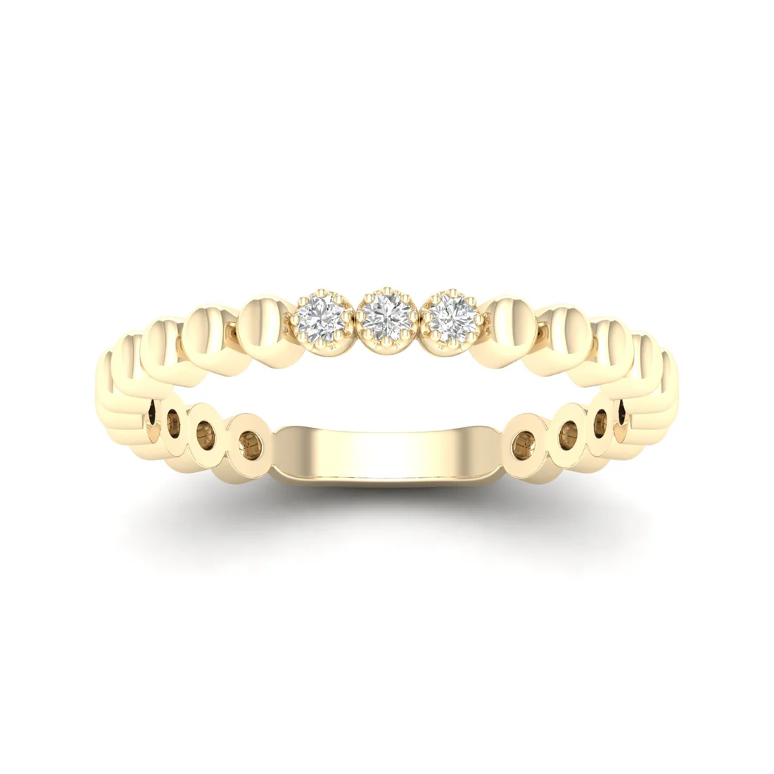 0.05Ctw Lab Grown Diamond Three Stone Bubble Stack Wedding Band