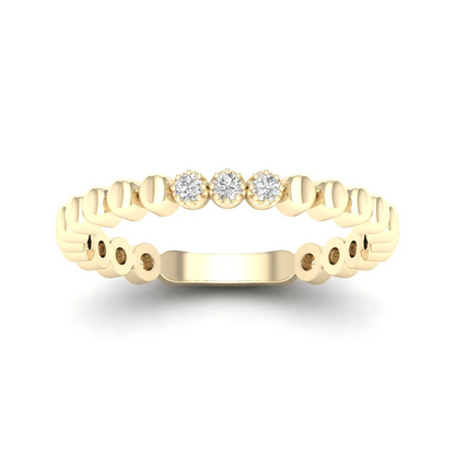 0.05Ctw Lab Grown Diamond Three Stone Bubble Stack Wedding Band