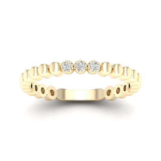 0.05Ctw Lab Grown Diamond Three Stone Bubble Stack Wedding Band