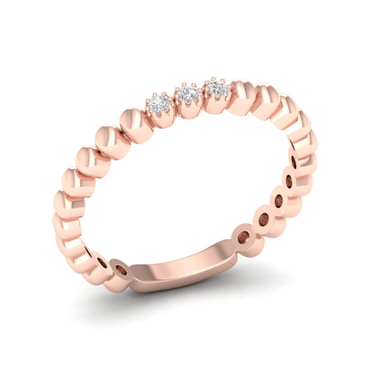 0.05Ctw Lab Grown Diamond Three Stone Bubble Stack Wedding Band