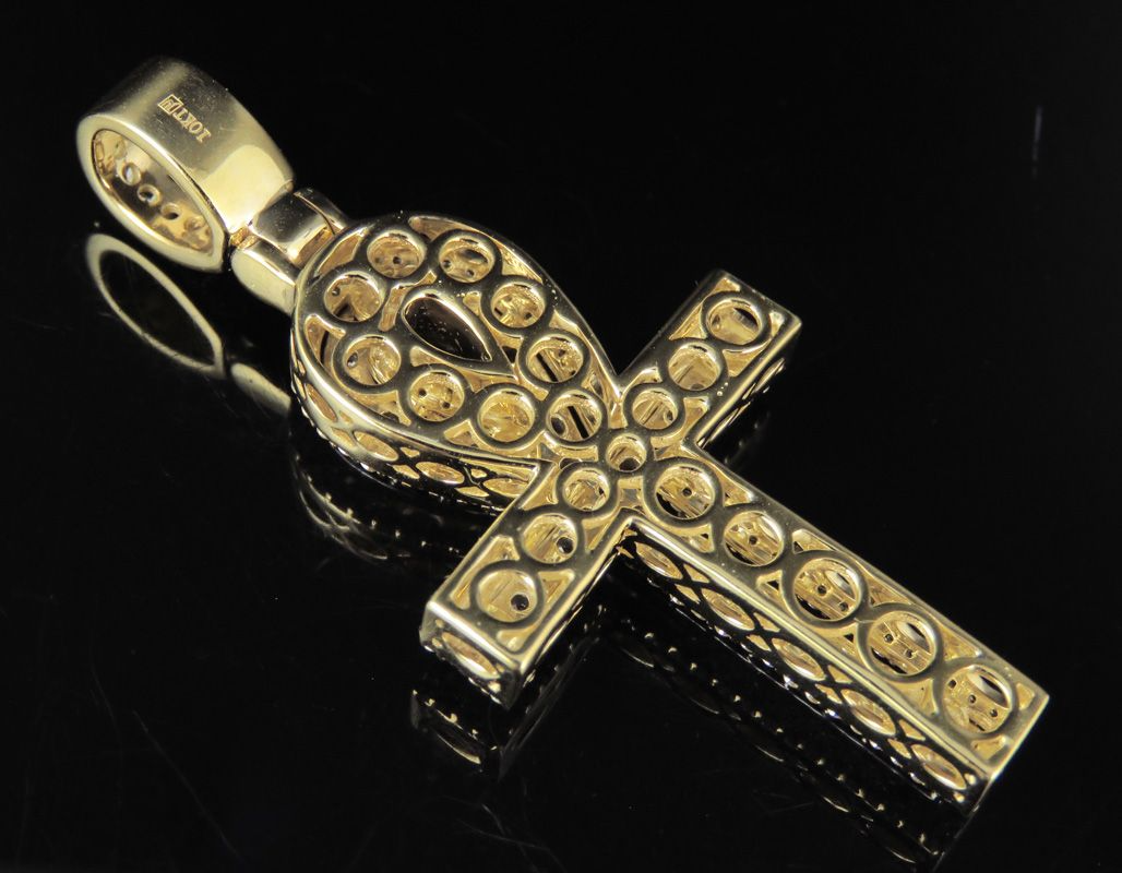 2.25 CTW Two Tone Gold Ankh Cross Charm Pendant