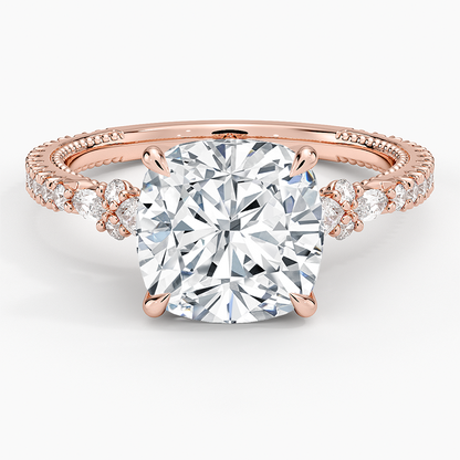 3 CT Cushion Lab Grown Diamond Gold Engagement Ring
