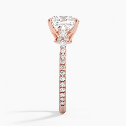 3 CT Cushion Lab Grown Diamond Gold Engagement Ring
