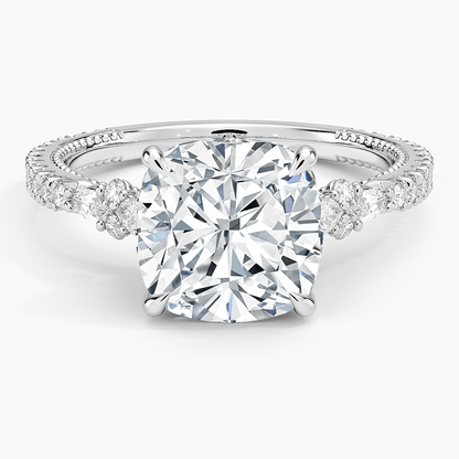 3 CT Cushion Lab Grown Diamond Gold Engagement Ring