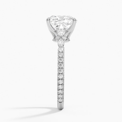 3 CT Cushion Lab Grown Diamond Gold Engagement Ring