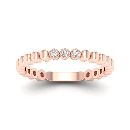 0.05Ctw Lab Grown Diamond Three Stone Bubble Stack Wedding Band