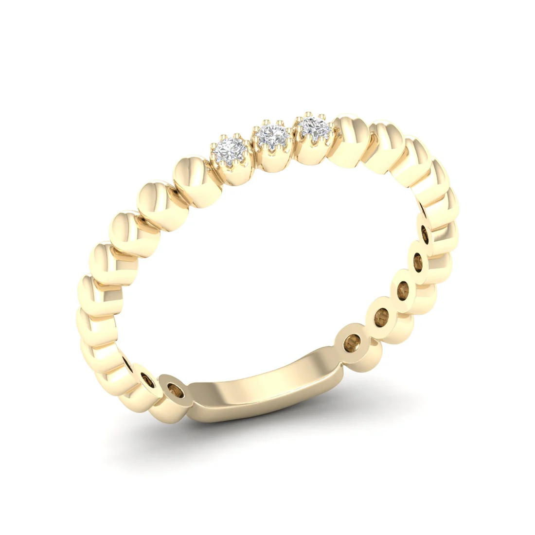 0.05Ctw Lab Grown Diamond Three Stone Bubble Stack Wedding Band