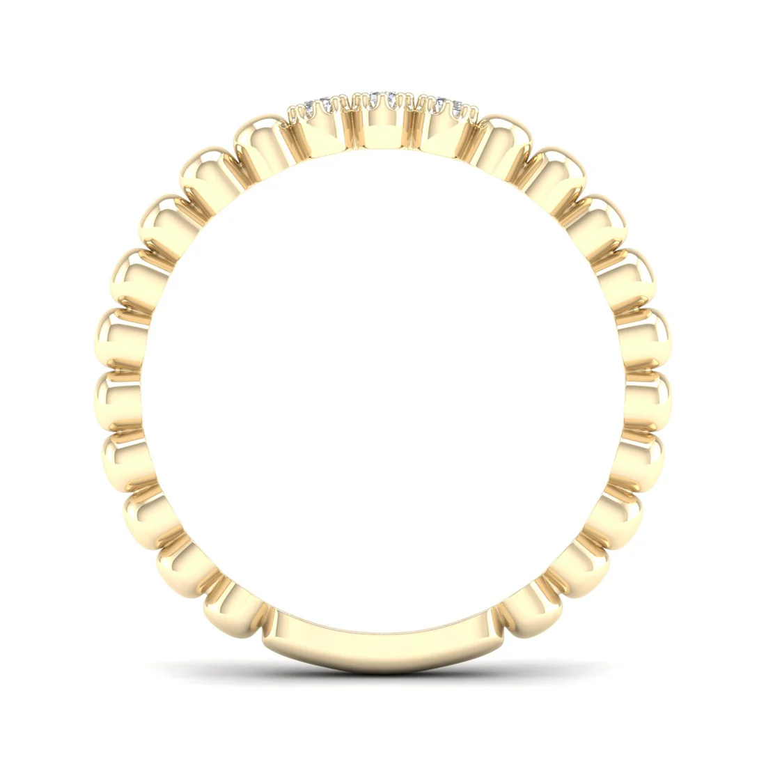 0.05Ctw Lab Grown Diamond Three Stone Bubble Stack Wedding Band