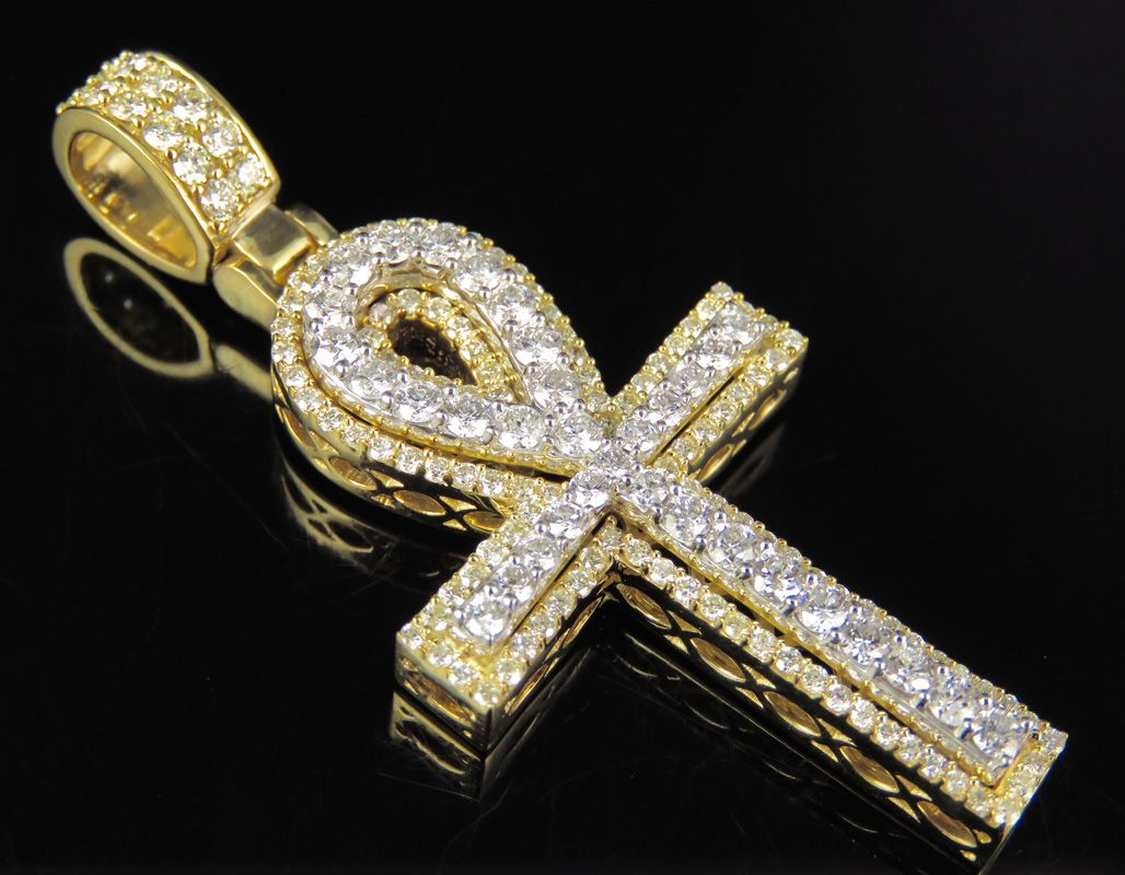 2.25 CTW Two Tone Gold Ankh Cross Charm Pendant