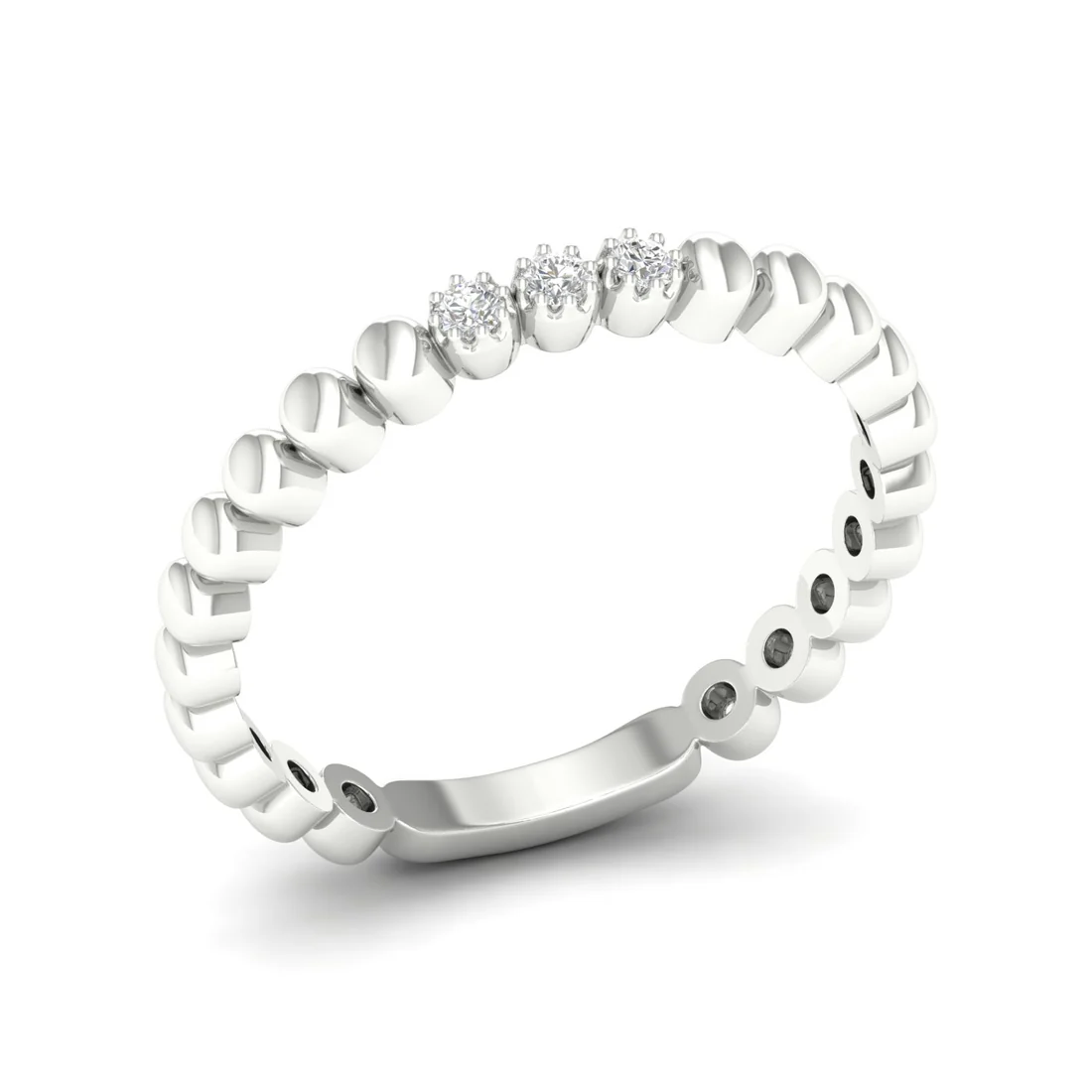 0.05Ctw Lab Grown Diamond Three Stone Bubble Stack Wedding Band