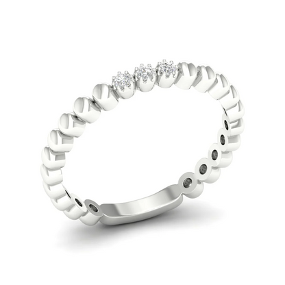 0.05Ctw Lab Grown Diamond Three Stone Bubble Stack Wedding Band