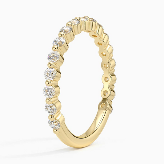 Round Cut Lab Grown Diamond 10K Yellow Gold Wedding Band