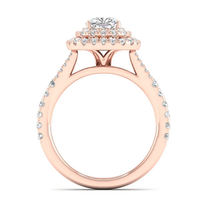 1.90 CTW Cushion Double Halo Lab Grown Diamond Split Shank Ring