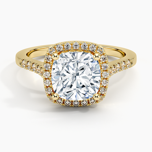 2 Ct Round Lab Grown Diamond Halo Engagement Ring