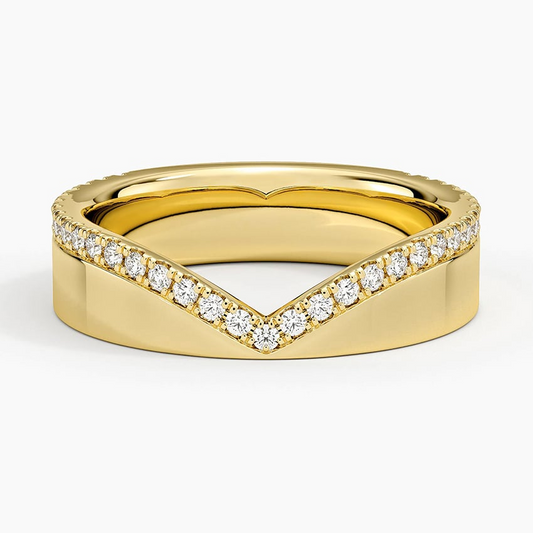 0.25 CTE Lab Grown Diamond Contour Bold 18k Gold Wedding Band