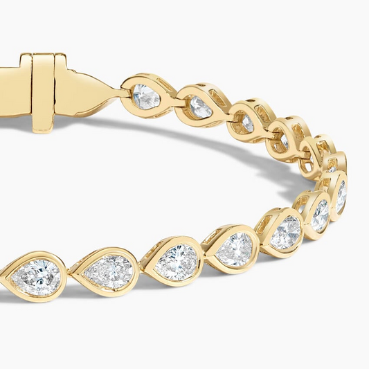 2.75CTW 6.5 inch Pear Lab Grown Diamond Bezel Tennis Bracelet