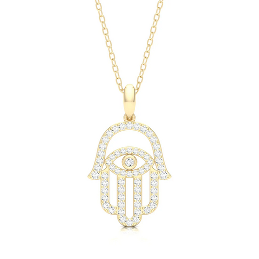 0.40 CTW Lab Grown Diamond Hamsa Pendant