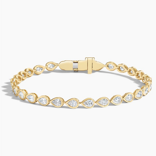 2.75CTW 6.5 inch Pear Lab Grown Diamond Bezel Tennis Bracelet