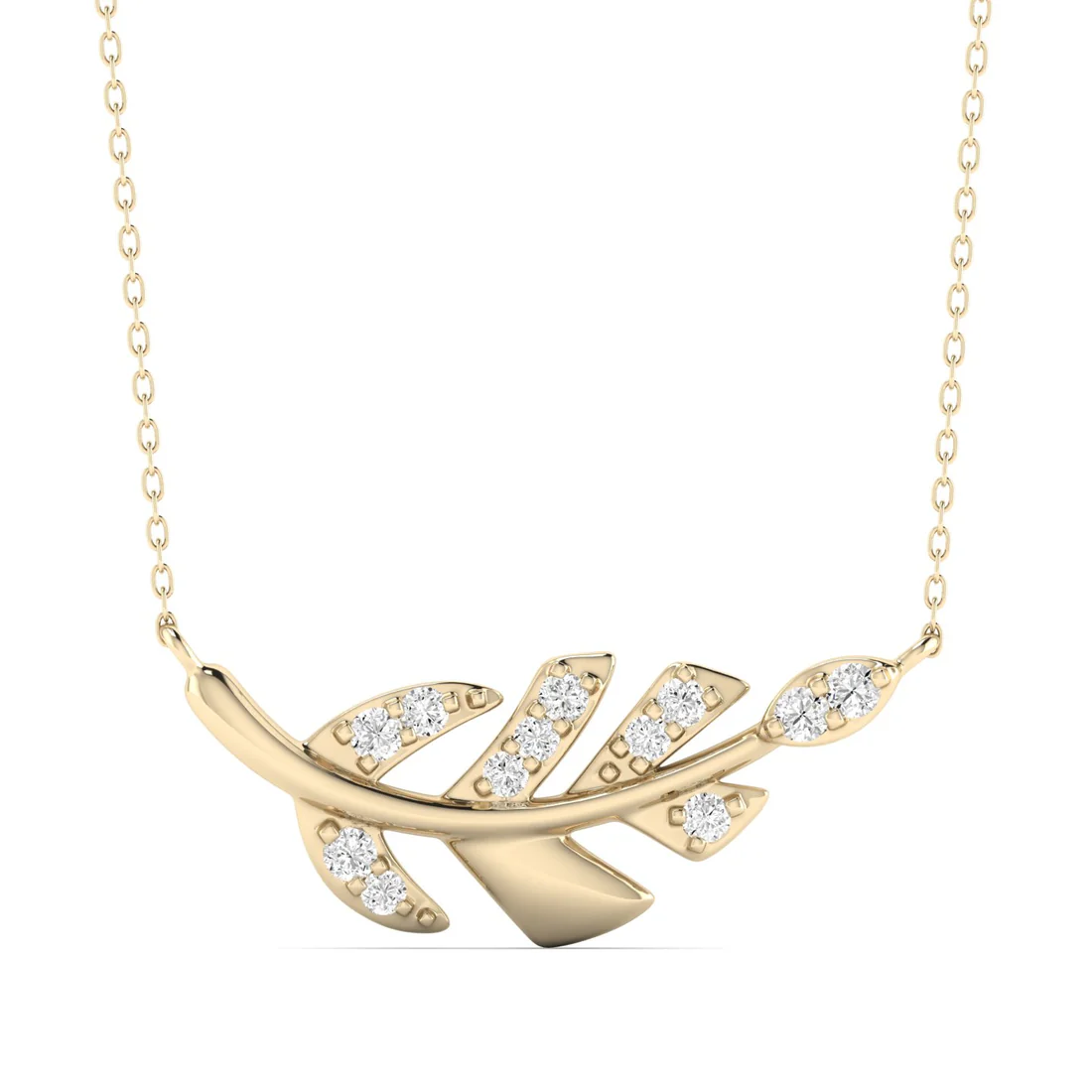 0.10 CTW Lab Grown Diamond Leaf Pendant