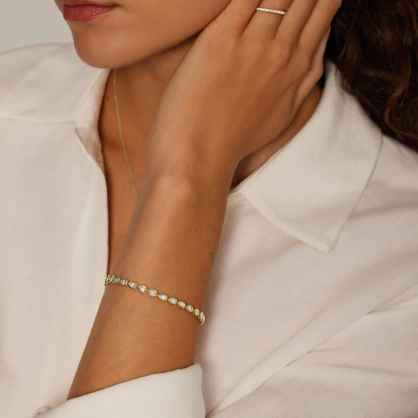 2.75CTW 6.5 inch Pear Lab Grown Diamond Bezel Tennis Bracelet