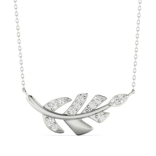 0.10 CTW Lab Grown Diamond Leaf Pendant