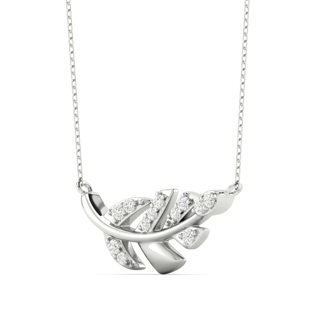 0.10 CTW Lab Grown Diamond Leaf Pendant