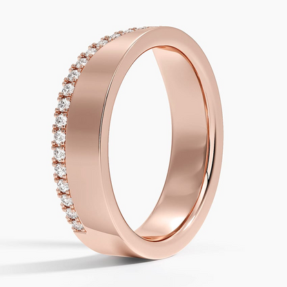 0.25 CTE Lab Grown Diamond Contour Bold 18k Gold Wedding Band