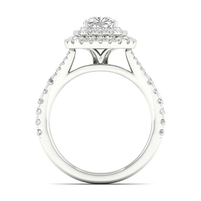 1.90 CTW Cushion Double Halo Lab Grown Diamond Split Shank Ring