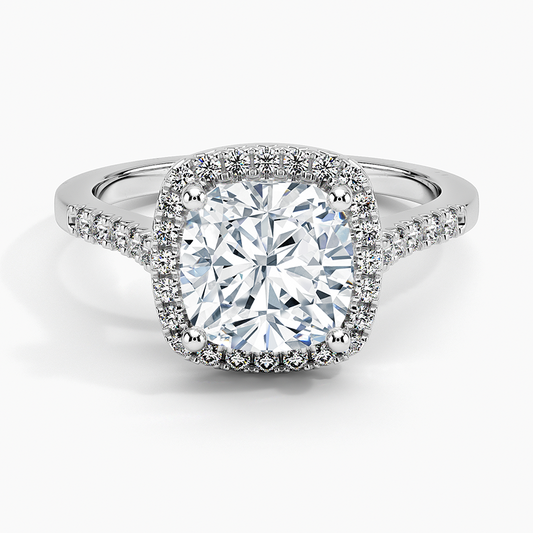2 Ct Round Lab Grown Diamond Halo Engagement Ring