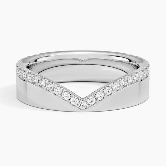 0.25 CTE Lab Grown Diamond Contour Bold 18k Gold Wedding Band