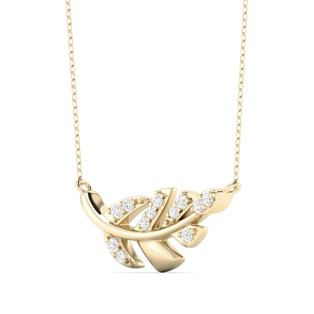0.10 CTW Lab Grown Diamond Leaf Pendant