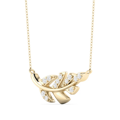0.10 CTW Lab Grown Diamond Leaf Pendant