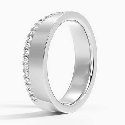 0.25 CTE Lab Grown Diamond Contour Bold 18k Gold Wedding Band
