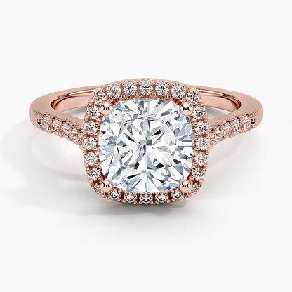 2 Ct Round Lab Grown Diamond Halo Engagement Ring