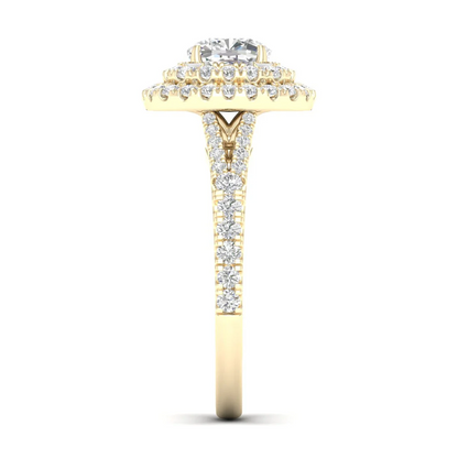 1.90 CTW Cushion Double Halo Lab Grown Diamond Split Shank Ring