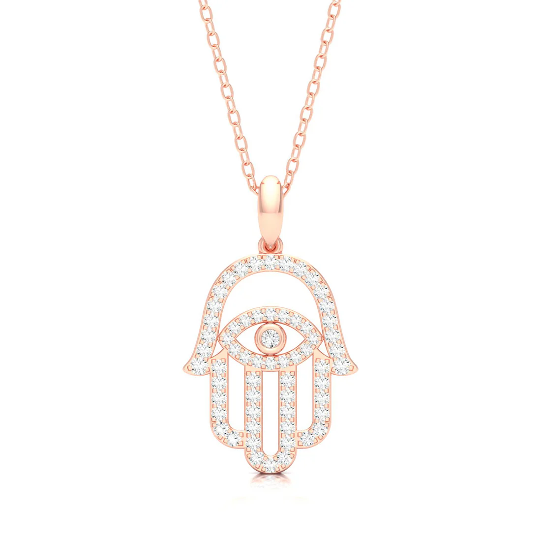 0.40 CTW Lab Grown Diamond Hamsa Pendant