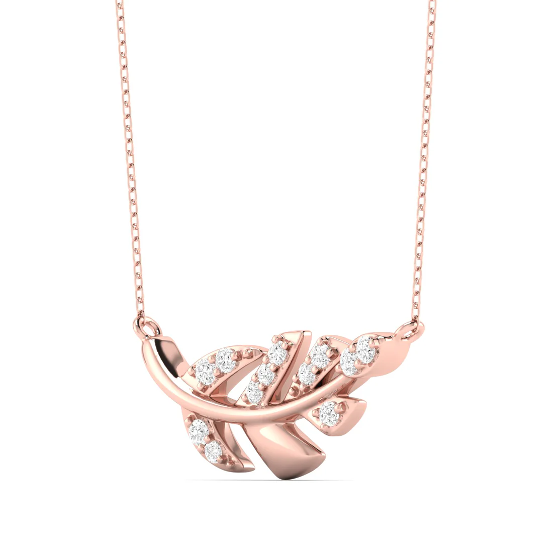 0.10 CTW Lab Grown Diamond Leaf Pendant