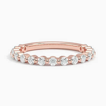 Round Cut Lab Grown Diamond 10K Yellow Gold Wedding Band
