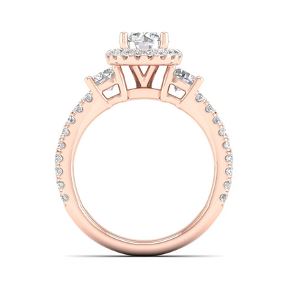 2.10 CTW Round Cut Halo Lab Grown Diamond Ring