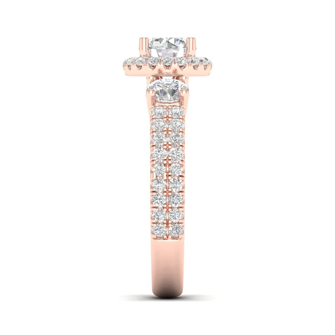2.10 CTW Round Cut Halo Lab Grown Diamond Ring