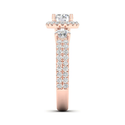 2.10 CTW Round Cut Halo Lab Grown Diamond Ring