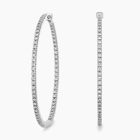 3/4 CTW Lab Grown Diamond Hoop Earrings